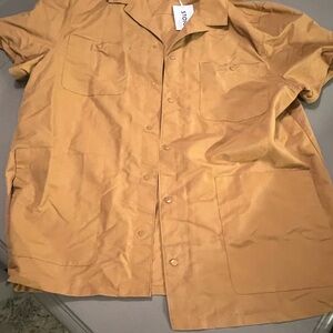 NWT- Men's Tan snap button Shirt